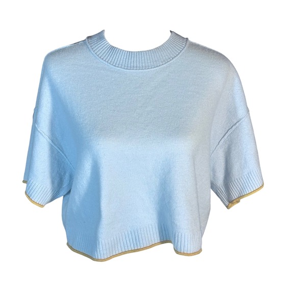 Anthropologie Sweaters - Anthropologie "The Goldie" Sweater Womens Small Blue 100% Cashmere Boxy Cropped